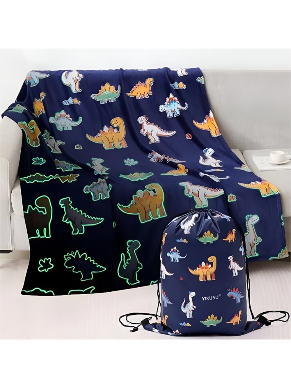 Glow in The Dark Dinosaur Blanket, Dinosaur Gifts Toys for Boys Kids